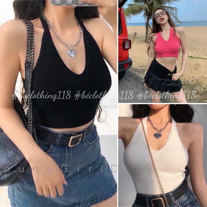 ÁO CROP THUN CỔ YẾM