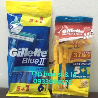 Dao cạo râu Gillette Super Thin II hoặc Blue II plus (gói 6 cây)