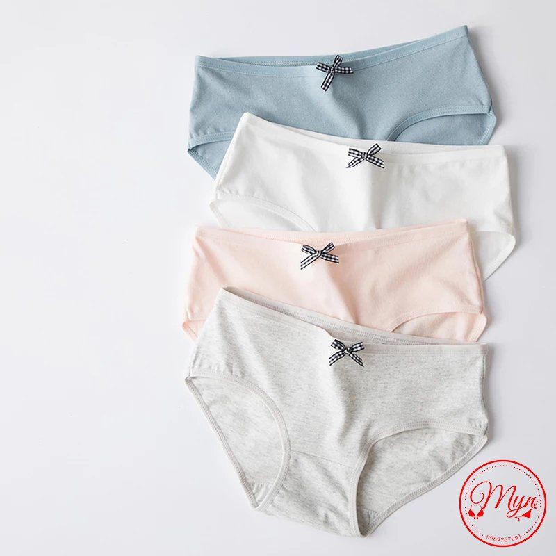 QUẦN LÓT TRƠN COTTON ĐÍNH NƠ mã 978