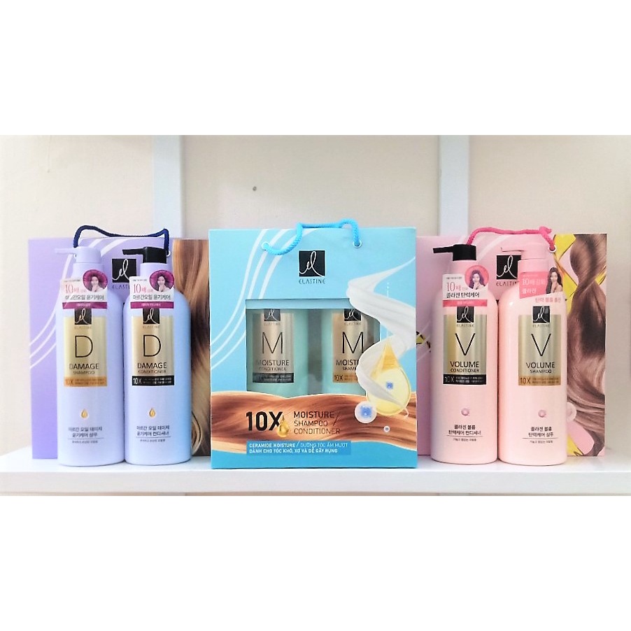 Dầu Gội/ Xả Hàn Quốc siêu mượt dưỡng tóc  Elastine Ceramide Moisture Care 10X Shampoo 680ml Hàng Chính Hãng Hàn Quốc