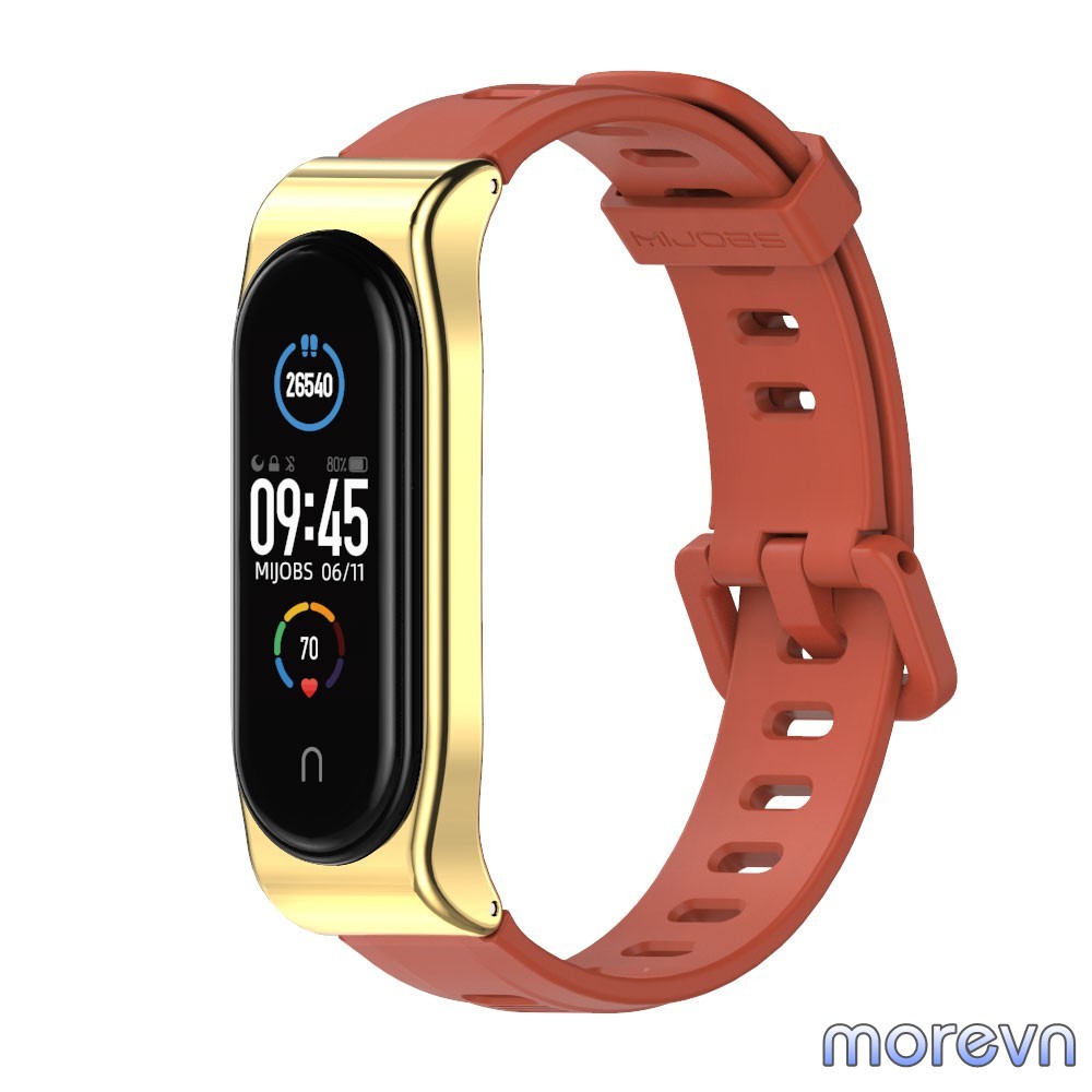 Dây đeo thay thế Miband 5, miband 6 silicon mặt kim loại PLUS, CLASSIC chính hãng MIJOBS - dây đeo mi band 6, mi band 5