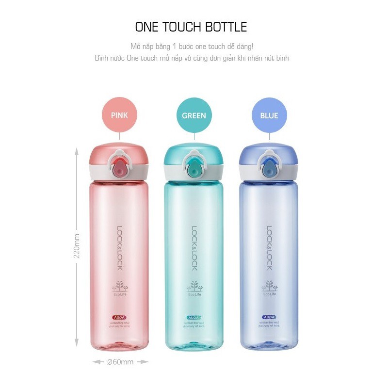 Bình nước nhựa Lock&Lock One Touch Bottle 500ml ABF645