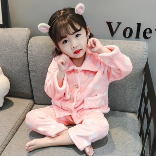 Bộ đồ ngủ vải nhung dạ thời trang mùa thu đông cho bé gái