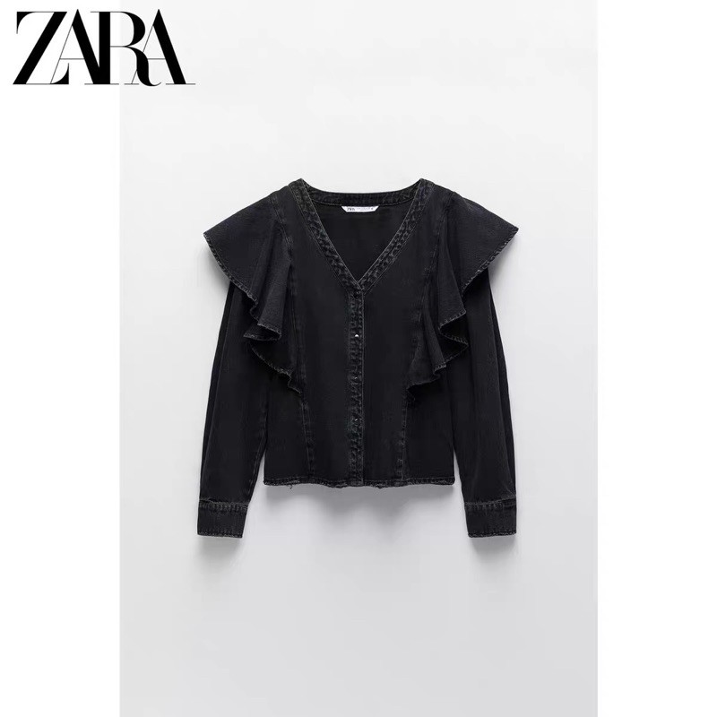 (Sẵn ) Áo bèo jeans Zarraa dư sịn