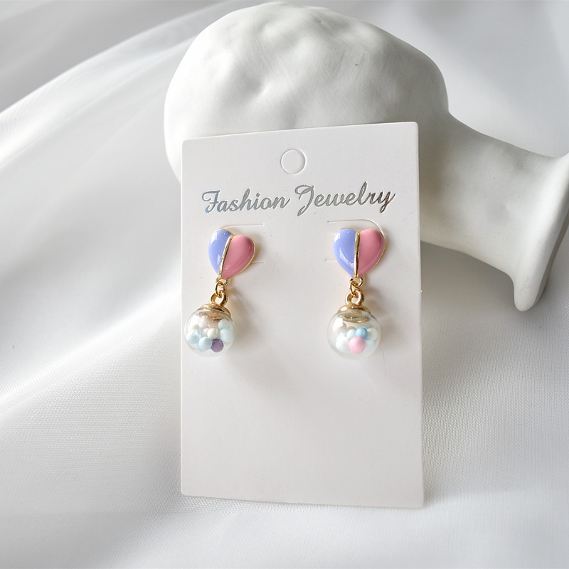 S925 Silver Needle Japan and South Korea Cute Temperament Girl Dream Candy Colored Glass Ball Earrings Hit Col ahagt01