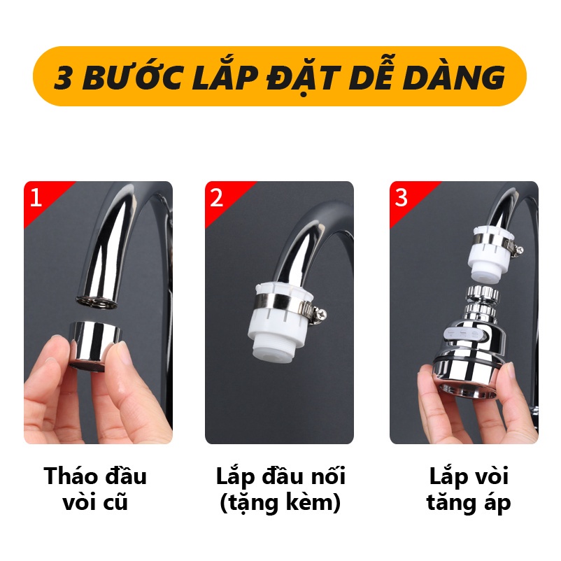 Đầu vòi bát tăng áp xoay 360 độ sử dụng 2 chế độ nước, lắp được mọi loại vòi - AZ Store