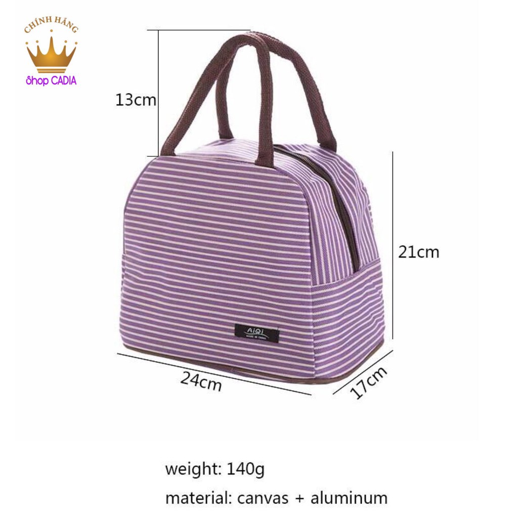 TÚI GIỮ NHIỆT ĐỰNG HỘP CƠM SỌC VẰN THỜI TRANG 3 LỚP GIỮ NHIỆT SANG TRỌNG TIỆN LỢI