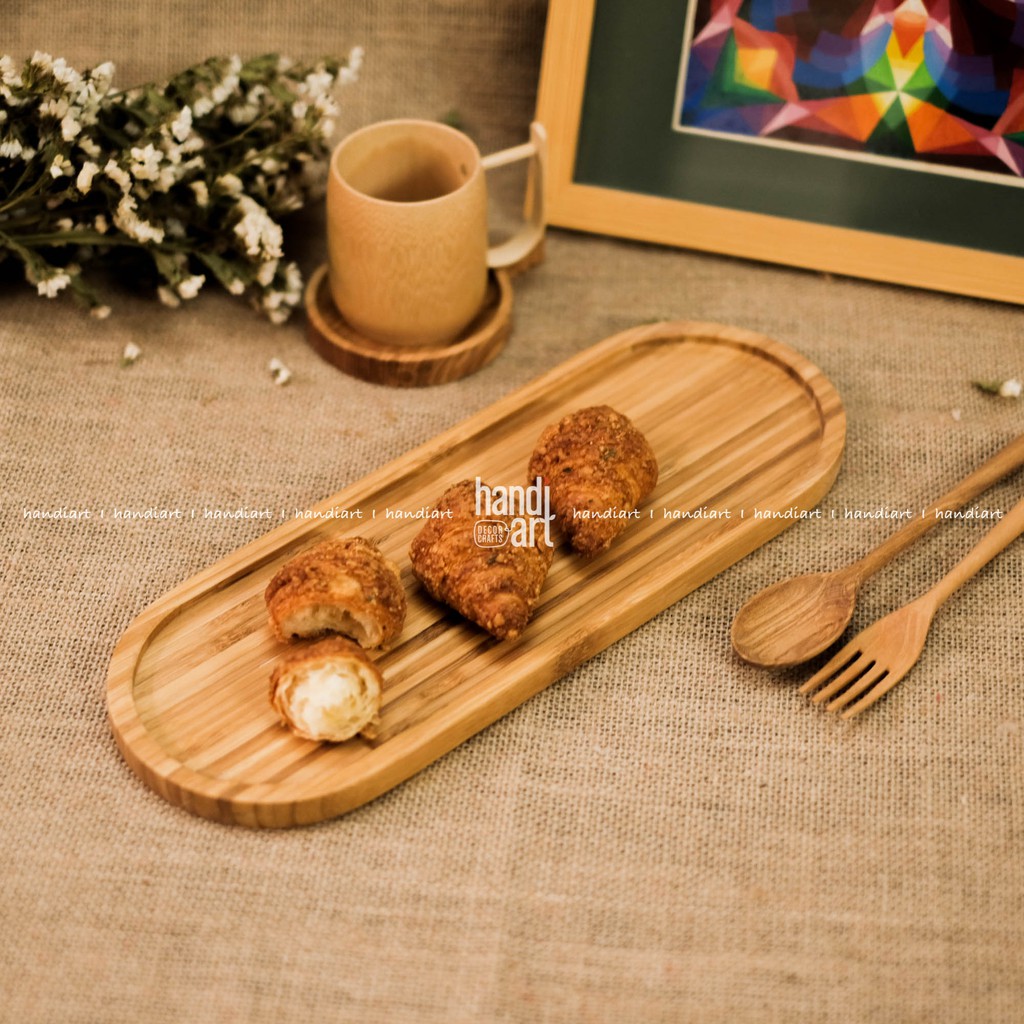 Khay gỗ tre Oval - Khay tre tự nhiên - Khay tre đựng thức ăn - bamboo wooden tray