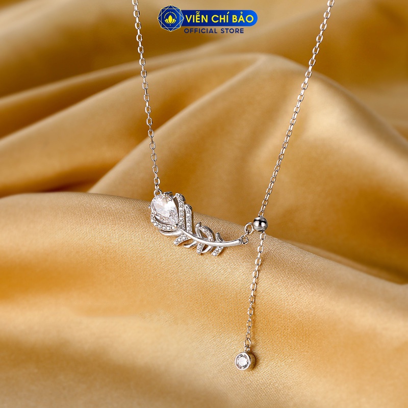 Dây chuyền bạc nữ họa tiết lá đính đá chất liệu bạc 925 thời trang phụ kiện trang sức nữ Viễn Chí D000167