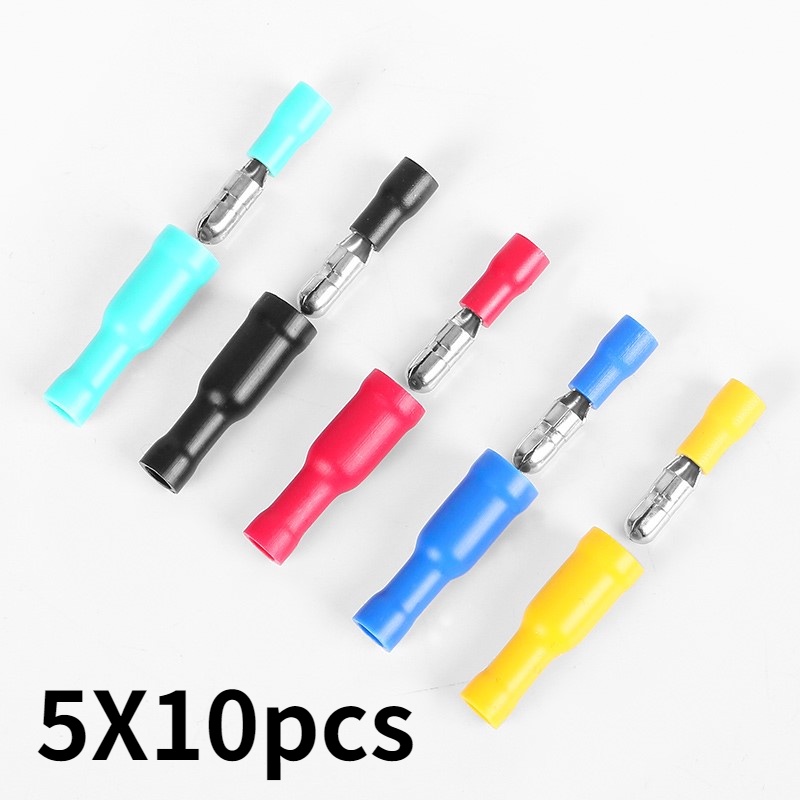 Đầu Nối Dây Điện Cách Nhiệt Năm Màu 22~16 AWG wiring 50 = 25 male + 25 female