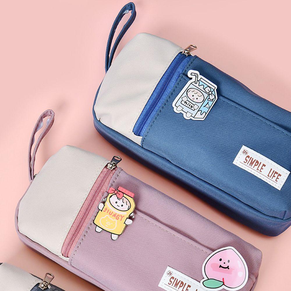 Túi Đựng Bút Bằng Vải Canvas Có Khóa Kéo Sức Chứa Lớn Dễ Thương