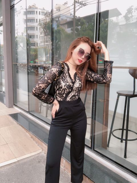 Jum phối ren quần ống suông xinh xắn