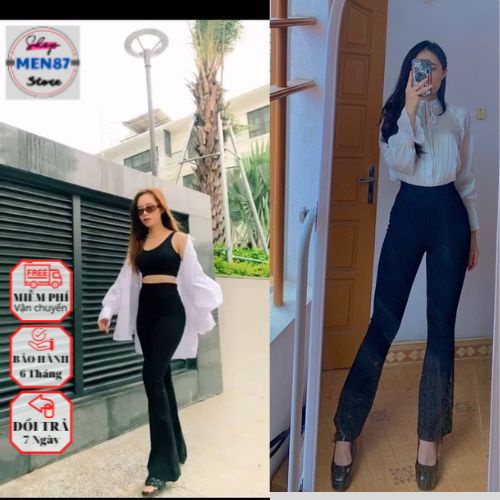 Quần Ống Loe Nữ Cạp Cao Dáng Dài, Quần Legging Nữ Ôm Ống Loe Nên From Xinh Tôn Dáng Men87_store