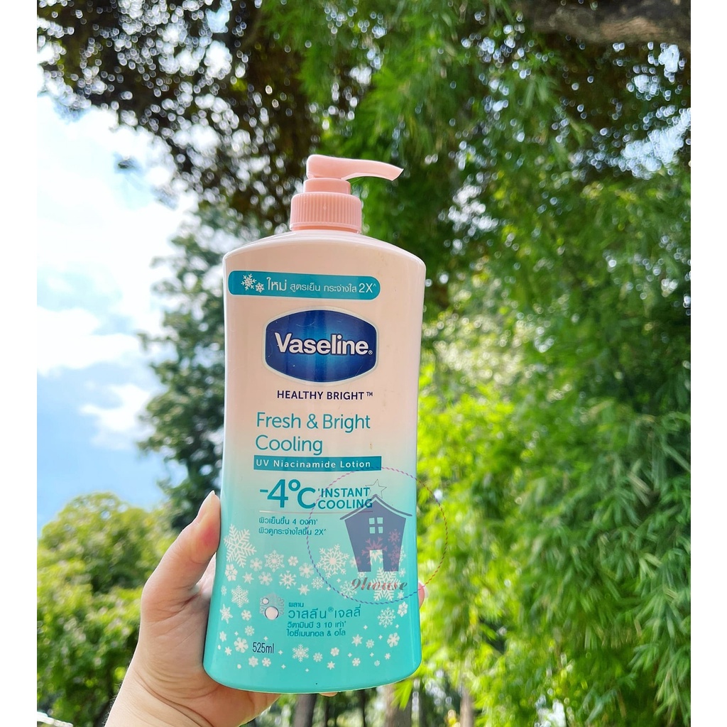 01 Lotion Dưỡng Thể Lạnh -4°C Vaseline Fresh &amp; Bright Cooling Thái Lan 525ml