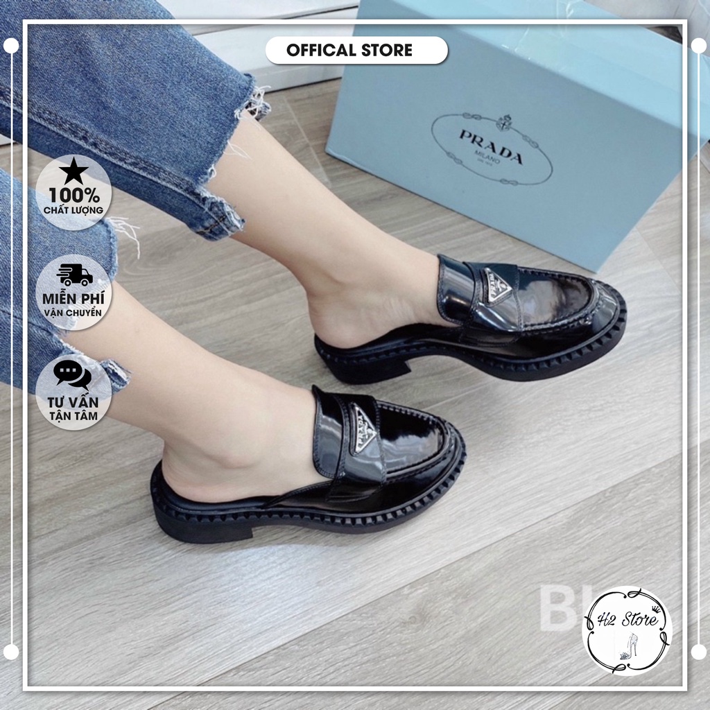 👠👟 Sục prada da bóng gót vuông fullbox ⚡