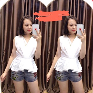 Áo peplum thời trang sát nách vải đũi lụa siêu mềm mát