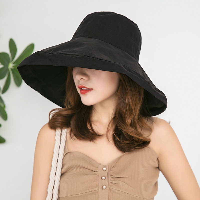 Mũ Rộng Vành Chống Nắng / Tia UV / Câu Cá / Đi Biển / Hở Rốn Có Thể Gấp Gọn Thông Dụng Phong Cách Hàn Quốc Cho Nữ