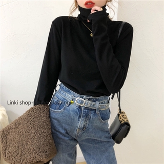 Áo thun tay dài cổ lọ thiết kế đơn giản hợp thời trang