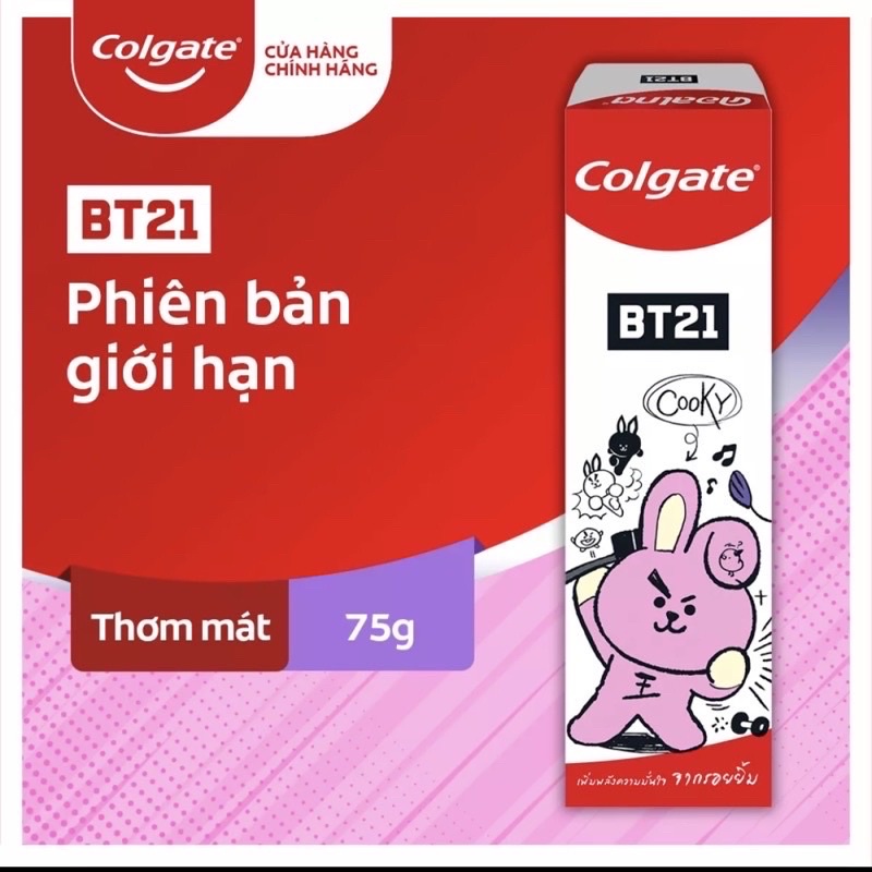 BỘ 6 Kem Đánh Răng BT21 x Colgate 75G Phiên Bản Giới Hạn BTS CHIMMY TATA SHOOKY COOKY RJ KOYA MANG VAN - Azzin Store