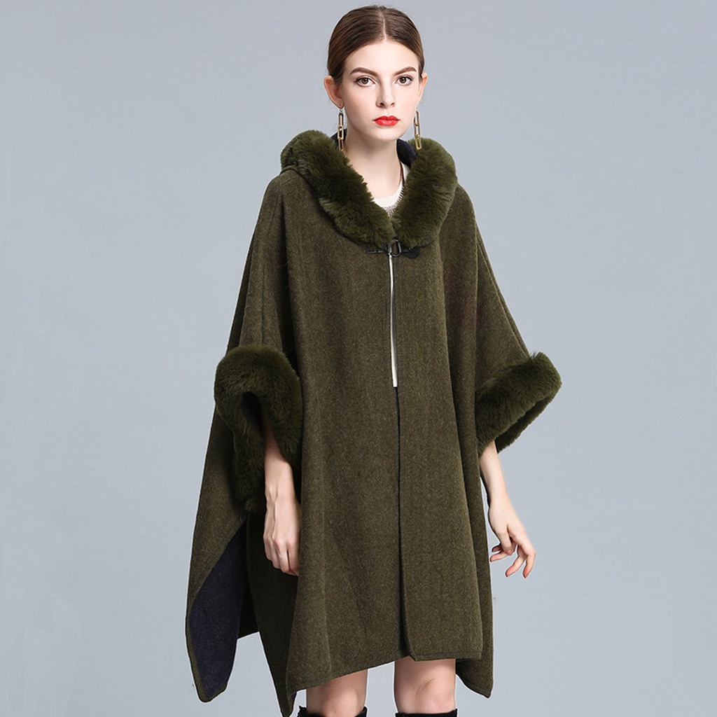 Áo khoác nữ tay dài có nón phối lông thời trang | BigBuy360 - bigbuy360.vn