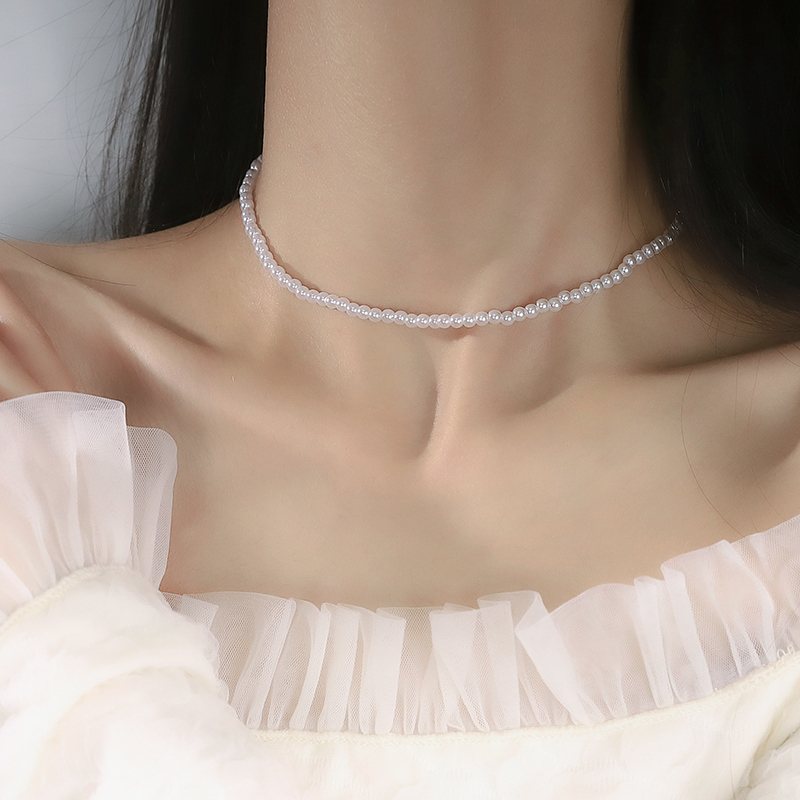 Vòng Cổ Choker Đính Ngọc Trai Nhân Tạo 4mm Thời Trang