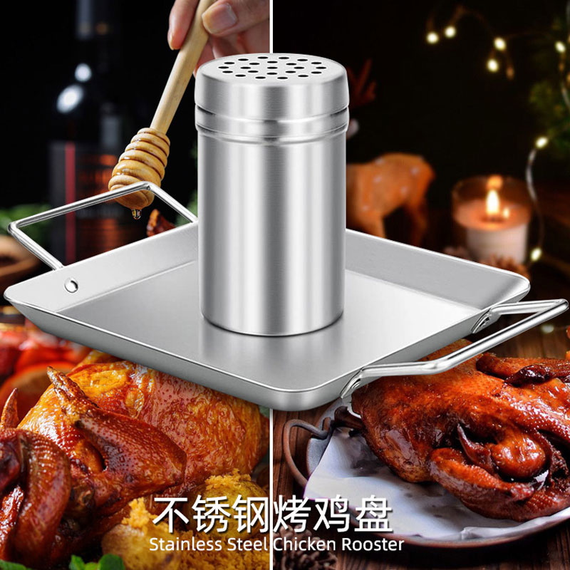 Stainless Steel Wine Chicken Holder Non-Stick BBQ Accessories Beer Can Outdoor with Vegetable Plate Detachable Beer Roast Chicken Tray