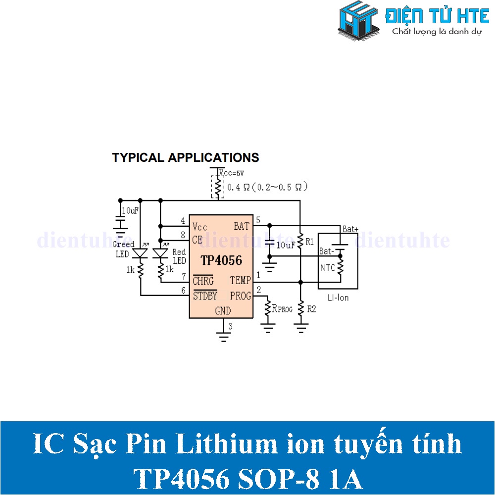 IC sạc Pin lithium ion tuyến tính 1A TP4056 SOP-8