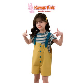 Bộ quần yếm áo cộc tay trẻ em KAMYS KIDS dễ thương cho bé gái từ 15-40kg