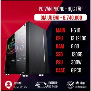 Máy tính pc văn phòng, học tập, làm việc online, gaming h610 + i3 12100 + 8gb ram giá sốc mới 100%