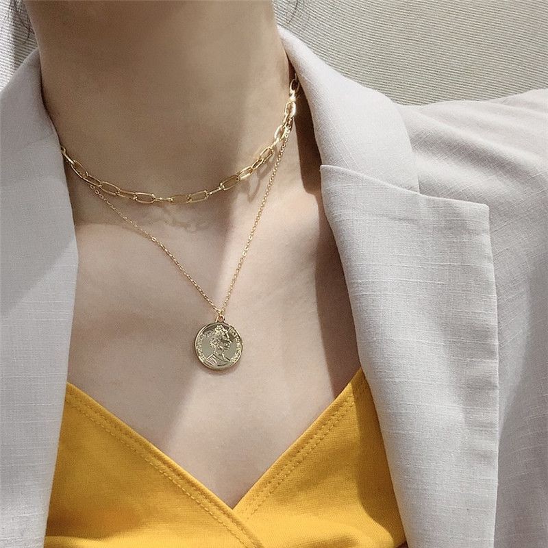 Dây chuyền kim loại nhiều lớp đơn giản xinh xắn