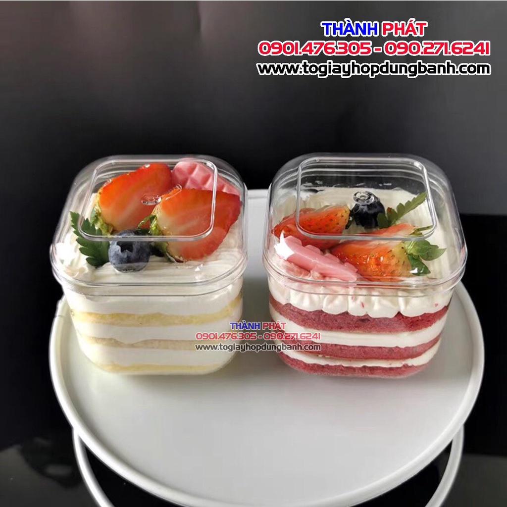 20 Hộp mica vuông đựng bánh lạnh tiramisu, panna cotta, mousse GD-2013