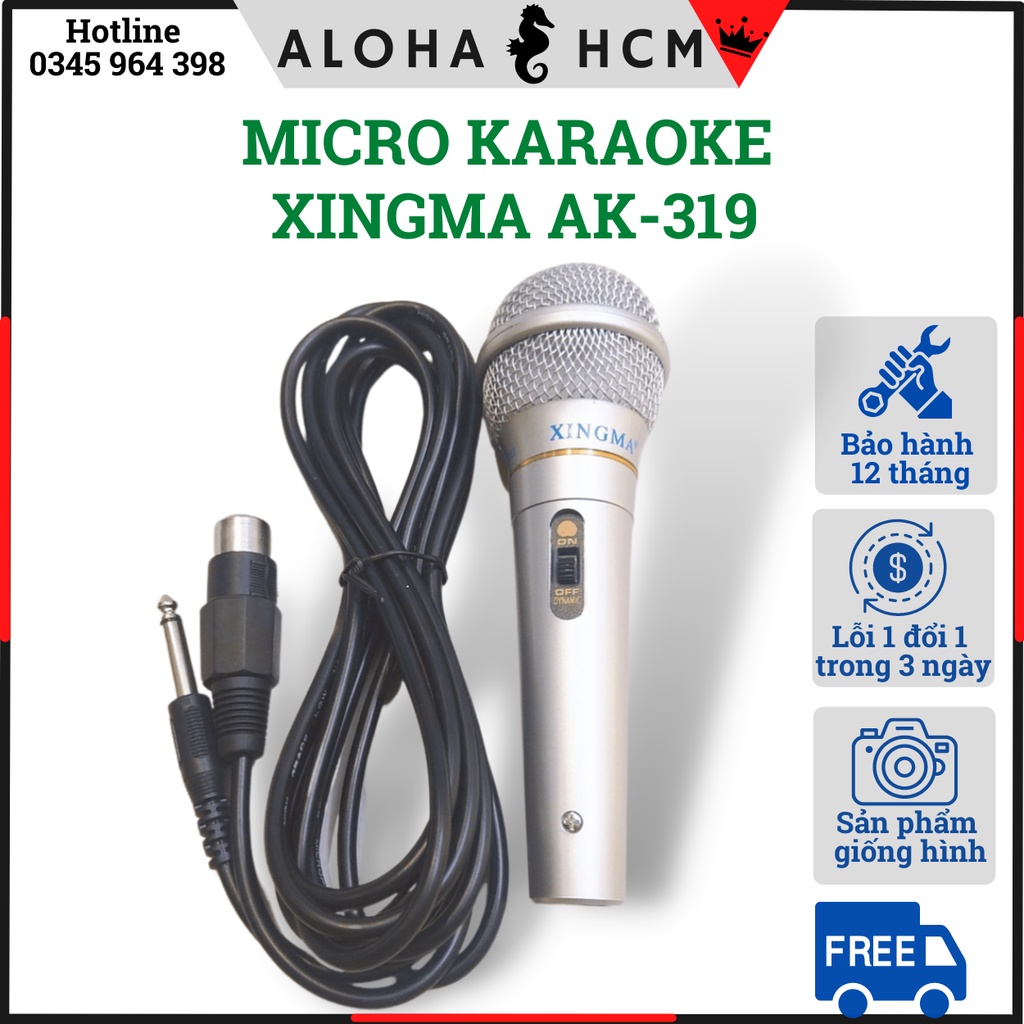 Micro Có Dây XINGMA AK-319 JACK 3.5, 6.5mm - Âm Thanh Cực Hút Giọng, Cho Giọng Hát Hay Và Không Bị Mệt, Mất Hơi Khi Hát.