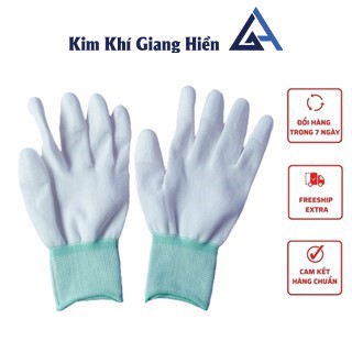 Găng tay bảo hộ găng tay phủ PU ngón màu trắng loại mỏng - Kim khí Hiền Giang