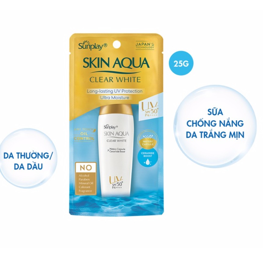 Sữa chống nắng dưỡng trắng cho da dầu Sunplay Skin Aqua Clear White SPF 50+, PA++++ 25g