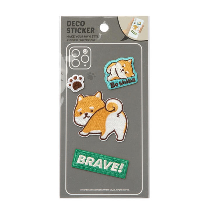 Sticker Trang Trí Case Điện Thoại ARTBOX Hàn Quốc Hình Chó Shiba Thêu Độc Lạ