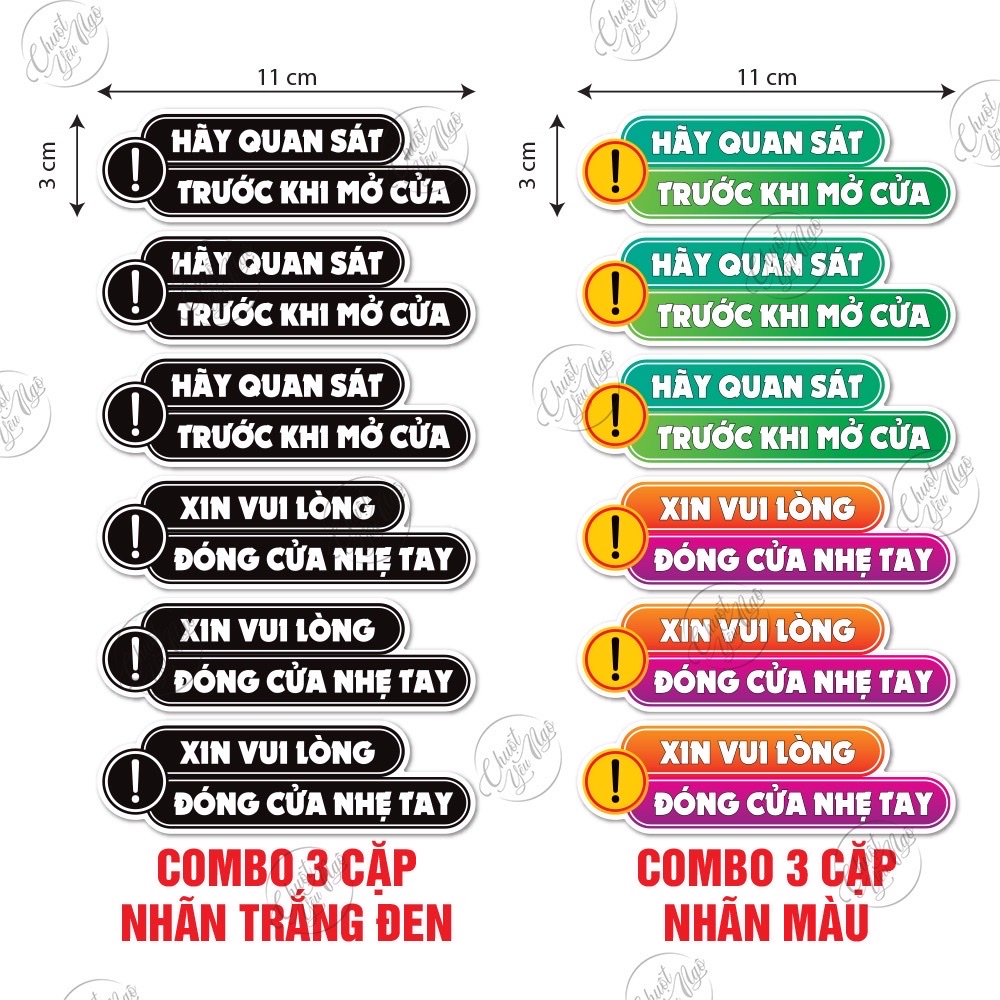 Combo 3 cặp (6 miếng) dán chú ý quan sát trước khi đóng mở cửa  dán cửa kính, cửa ô tô tem chống thấm nước NT 69