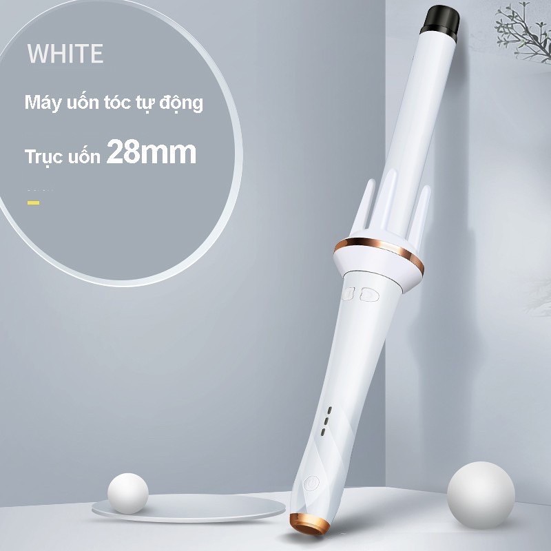 Máy Uốn Tóc Xoăn Tự Động Xoay 360 Độ Đường Kính 28mm Chất Liệu Gốm Sứ Tourmalinr Tặng Kèm 1 Lược 3 Kẹp
