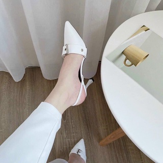 🍓 Giày Cao Gót Mũi Nhọn Phối Khoá
