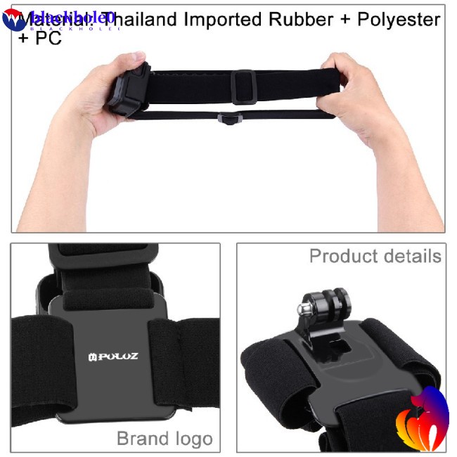 PULUZ Dây Đeo Đầu Co Giãn Chống Nước Có Thể Điều Chỉnh Cho GoPro Hero 5 4 Session 3+3 2 1