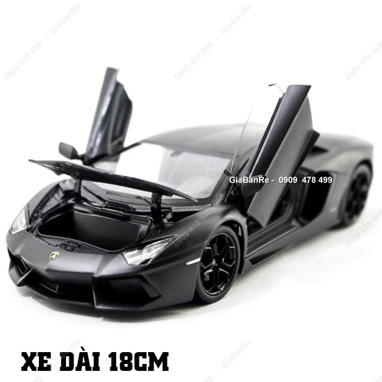 Xe Mô Hình Kim Loại Tỉ Lệ 1:24 -  Lambo Aventador - Welly - Đen Nhám - 8299de