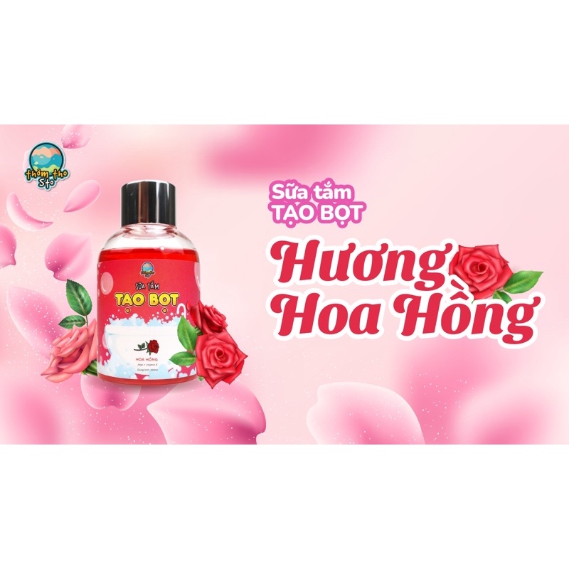 Sữa tắm siêu tạo bọt bồn tắm, Thơm Tho Sto, hương HOA HỒNG, bubble bath gel