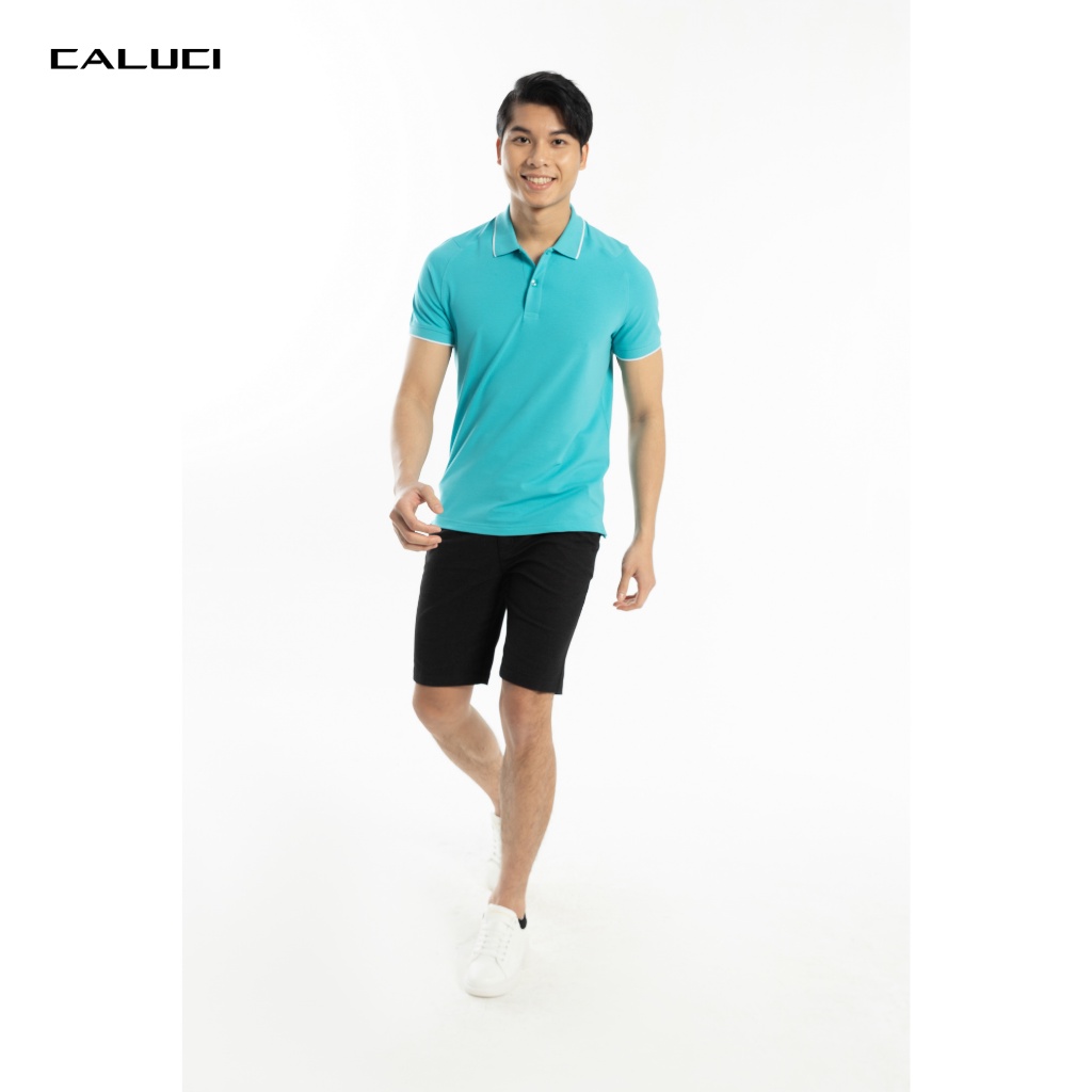 Áo polo nam CALUCI thiết kế cổ dệt, dáng suông nhẹ, tay raglan, chất liệu vải mềm mịn và thấm hút mồ hôi tốt MPS221S