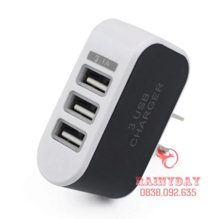 Cốc sạc điện thoại đa năng 5v 1a 3 cổng củ thông minh nhiều cổng usb