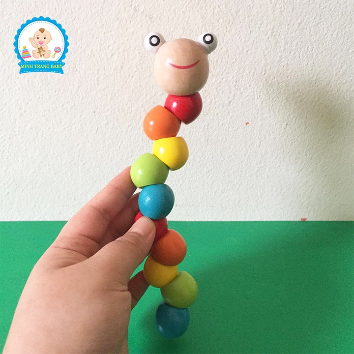 Đồ chơi con sâu gỗ cho bé rèn luyện đôi tay khéo léo, đồ chơi gỗ Montessori RAMBO TOYS _ Sâu