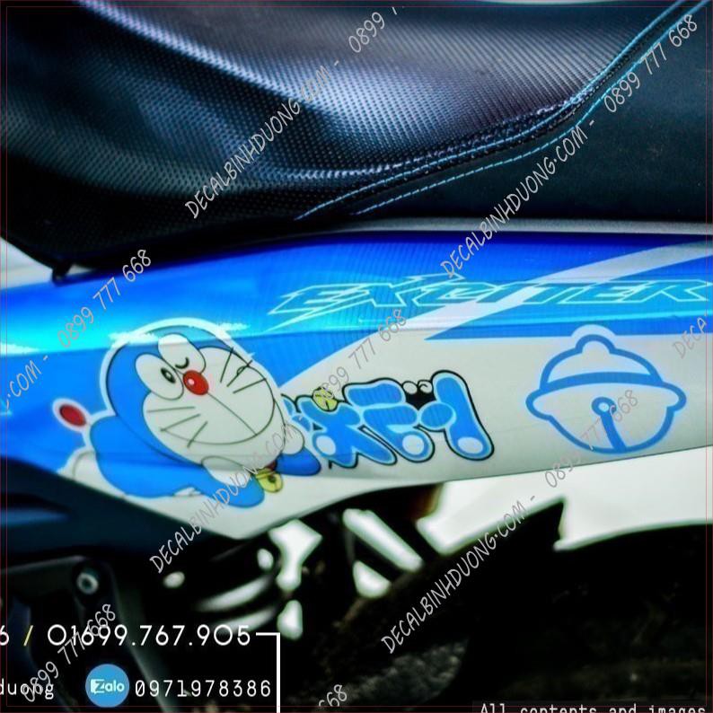 [HÌNH THẬT TỰ CHỤP] Tem Xe Exciter 150 Doraemon Xanh Bạc Cực Dễ Thương - Decal Candy