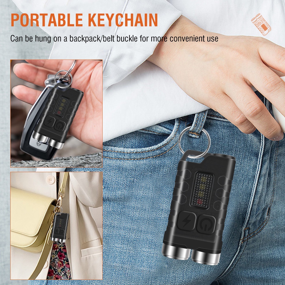 V3 Đèn Pin Mini Siêu Sáng 9 Chế Độ Nam Châm 900Lm Đèn LED Móc Khóa Đèn Cắm Trại Ngoài Trời Portable Đèn Làm Việc
