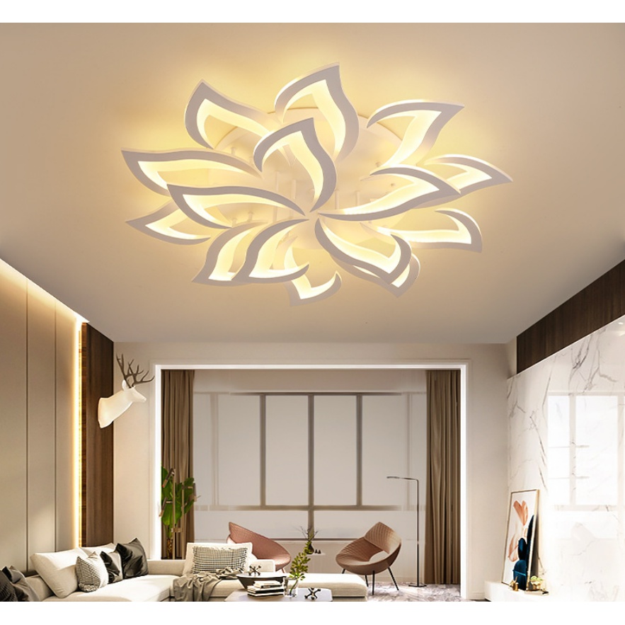Đèn mâm ốp trần Hoa Thủy Tiên mica hợp kim cao cấp, Đèn ốp trần phòng khách hiện đại CAM KẾT CHẤT