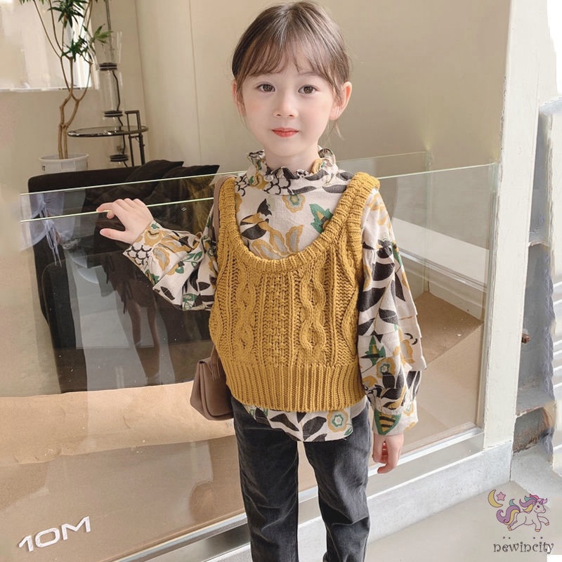 Korean Girls Autumn Retro Style Knitted Vest
