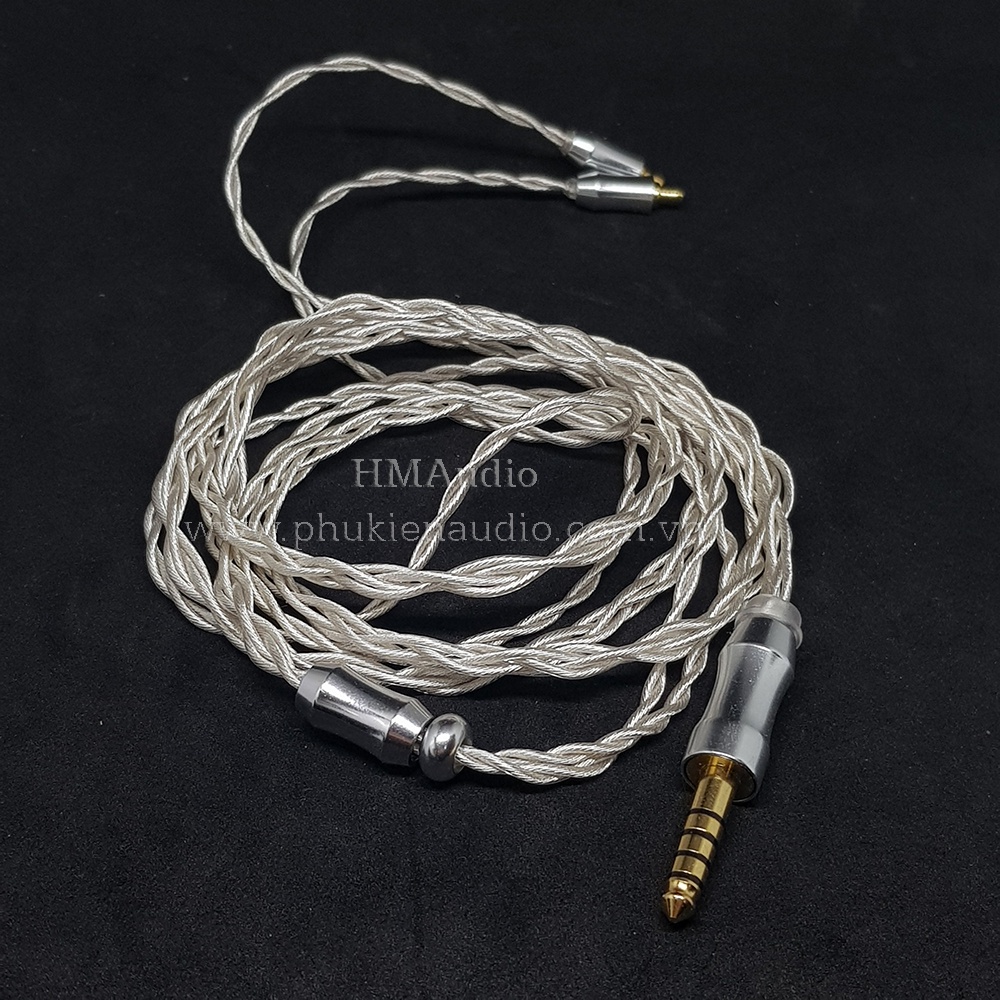 Dây tai nghe đồng mạ bạc OFC 1.2mm tết 4 - Sennheiser IE100/ IE400/ IE500 Pro