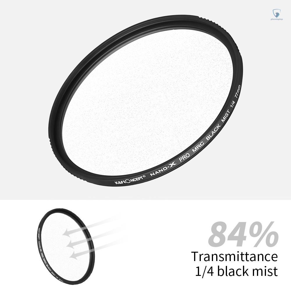 Vòng lọc sương mù màu đen 1/4 chống trầy xước cho ống kính máy ảnh DSLR 77mm
